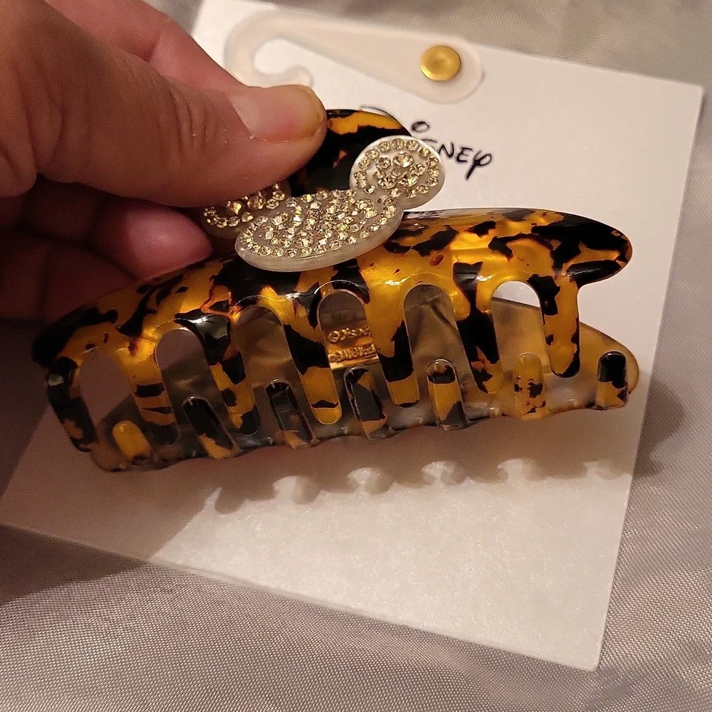 Mickey hair clip gem detail new on card